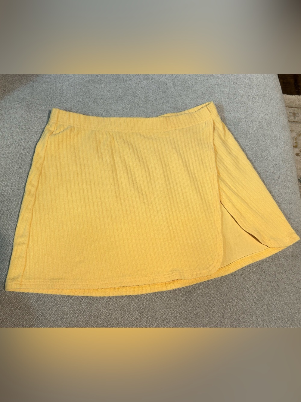 Abercrombie & Fitch Yellow Ribbed Wrap Skirt